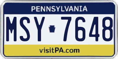 PA license plate MSY7648