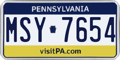 PA license plate MSY7654