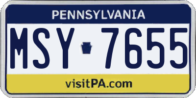PA license plate MSY7655