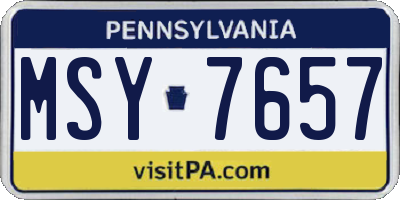 PA license plate MSY7657