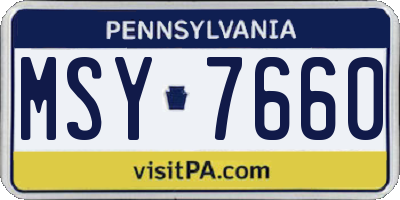 PA license plate MSY7660