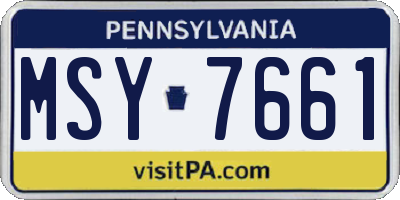 PA license plate MSY7661
