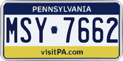 PA license plate MSY7662