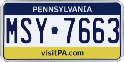 PA license plate MSY7663