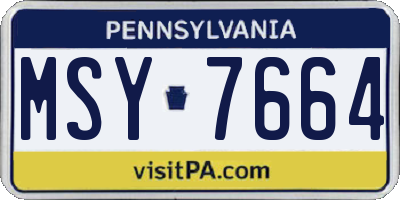 PA license plate MSY7664