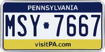 PA license plate MSY7667
