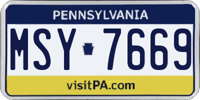 PA license plate MSY7669