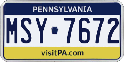 PA license plate MSY7672