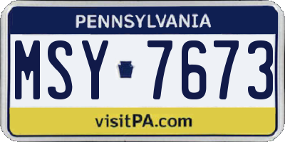 PA license plate MSY7673