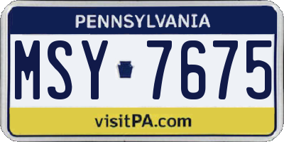 PA license plate MSY7675