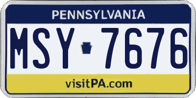 PA license plate MSY7676