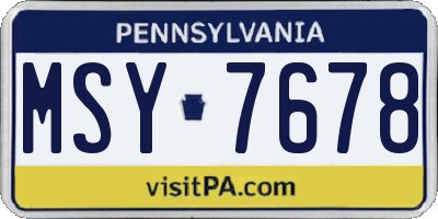 PA license plate MSY7678