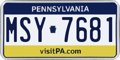 PA license plate MSY7681