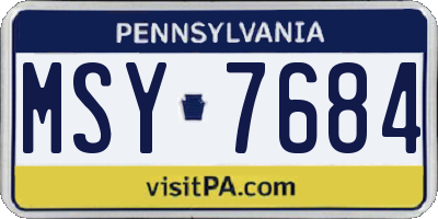 PA license plate MSY7684