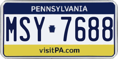 PA license plate MSY7688