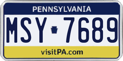 PA license plate MSY7689