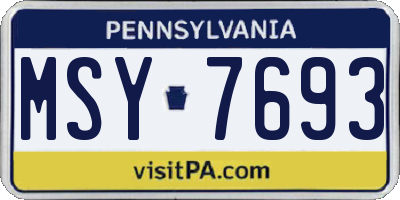 PA license plate MSY7693