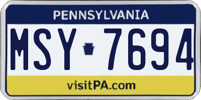 PA license plate MSY7694