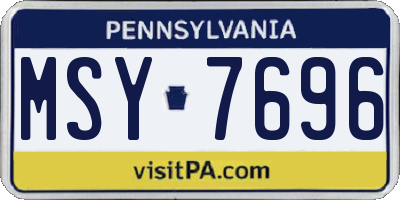 PA license plate MSY7696