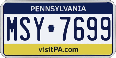 PA license plate MSY7699