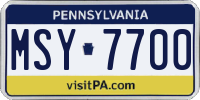 PA license plate MSY7700