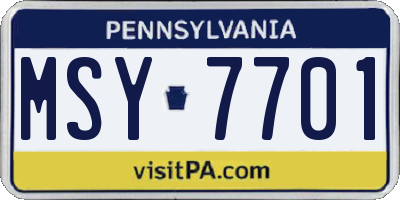 PA license plate MSY7701