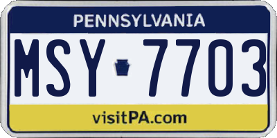 PA license plate MSY7703