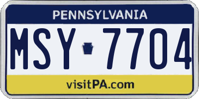 PA license plate MSY7704