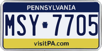 PA license plate MSY7705