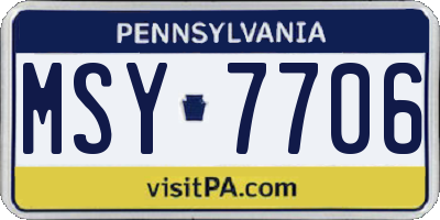 PA license plate MSY7706