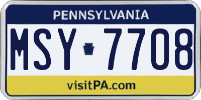 PA license plate MSY7708