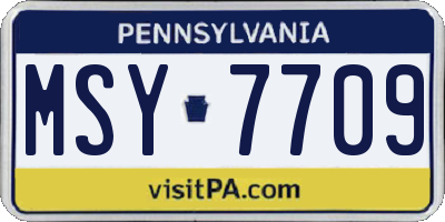 PA license plate MSY7709