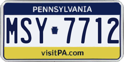 PA license plate MSY7712