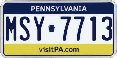 PA license plate MSY7713