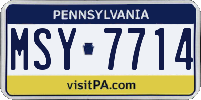 PA license plate MSY7714