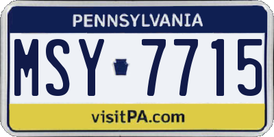PA license plate MSY7715