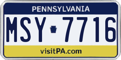 PA license plate MSY7716