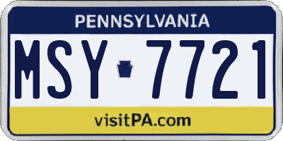 PA license plate MSY7721