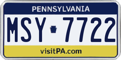 PA license plate MSY7722