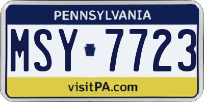 PA license plate MSY7723