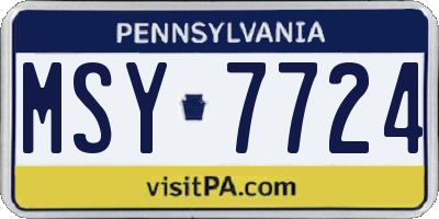 PA license plate MSY7724