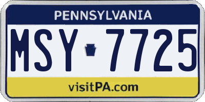 PA license plate MSY7725