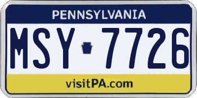 PA license plate MSY7726