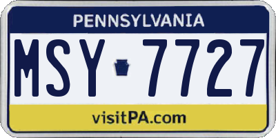 PA license plate MSY7727