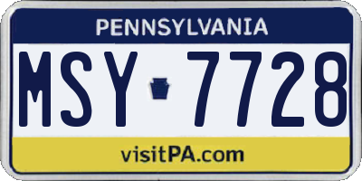 PA license plate MSY7728