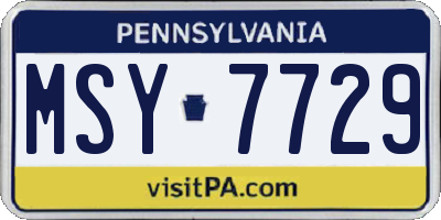 PA license plate MSY7729
