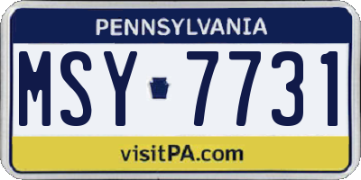 PA license plate MSY7731