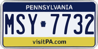 PA license plate MSY7732