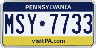 PA license plate MSY7733