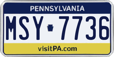 PA license plate MSY7736